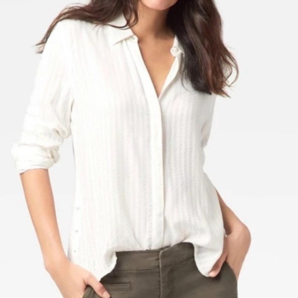 ECRU MARA SHIRT W/ SIDE BUTTON DETAILING IN IVORY - NWT!